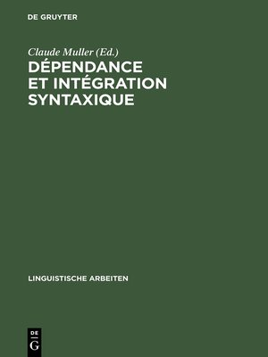 cover image of Dépendance et intégration syntaxique